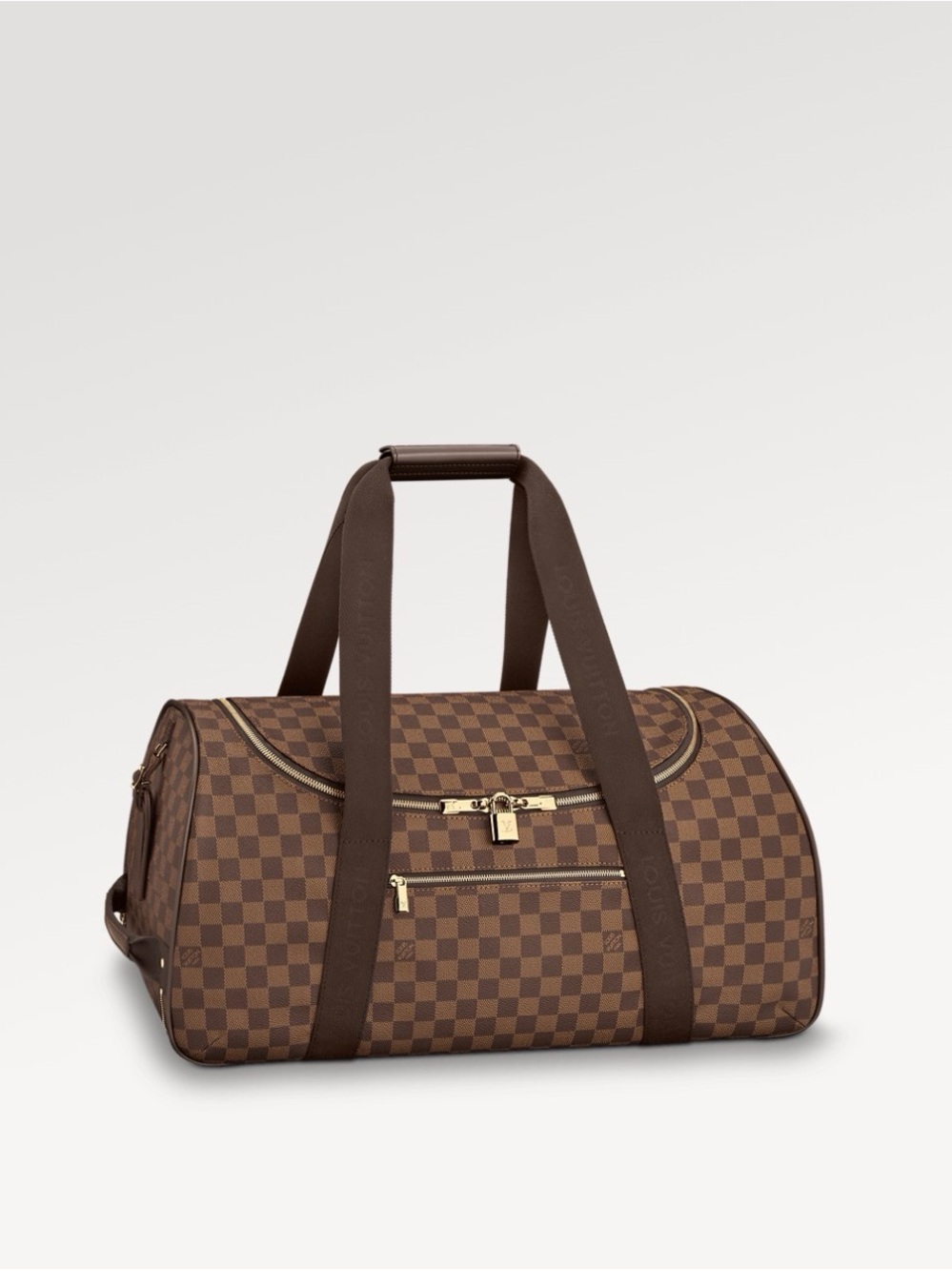 Louis Vuitton Brown Damier Ebene Canvas Men's Duffel with Gold Hardware